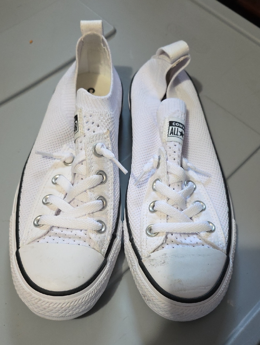 Converse White Knit Low Top Slip-On Sneakers